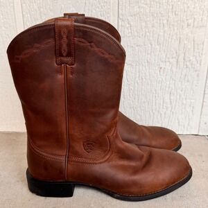 Ariat Work Western Boots Brown Leather‎ Square Toe Men Size 9.5EE Style 10002284